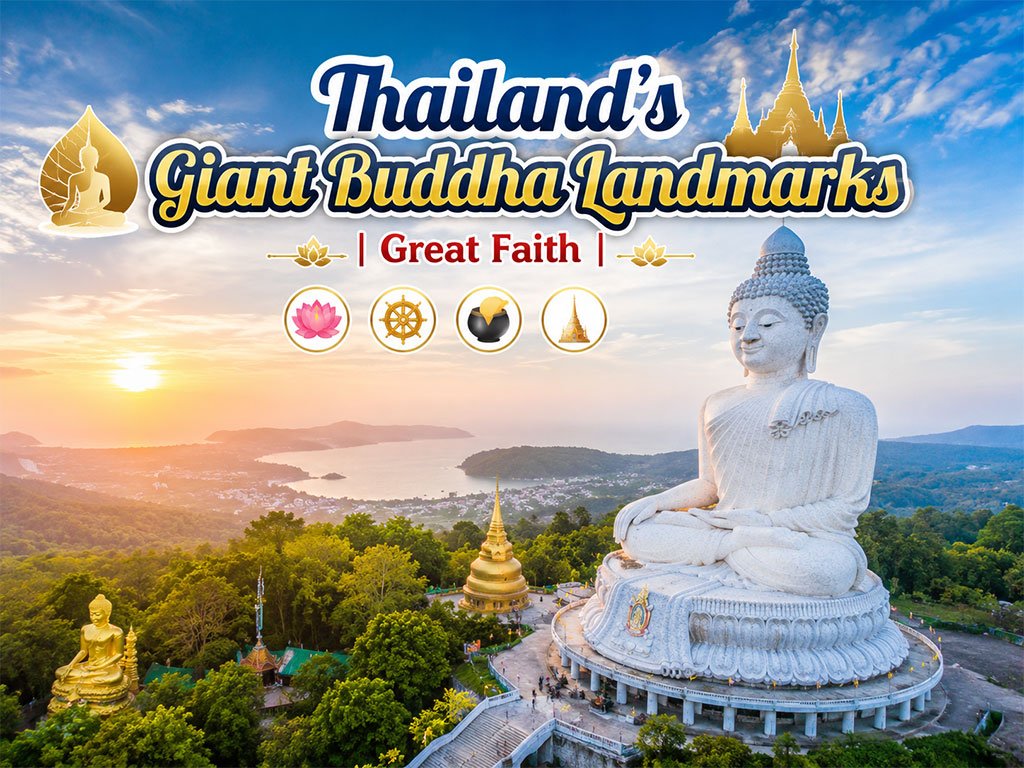Stora Buddhastatyer i hela Thailand